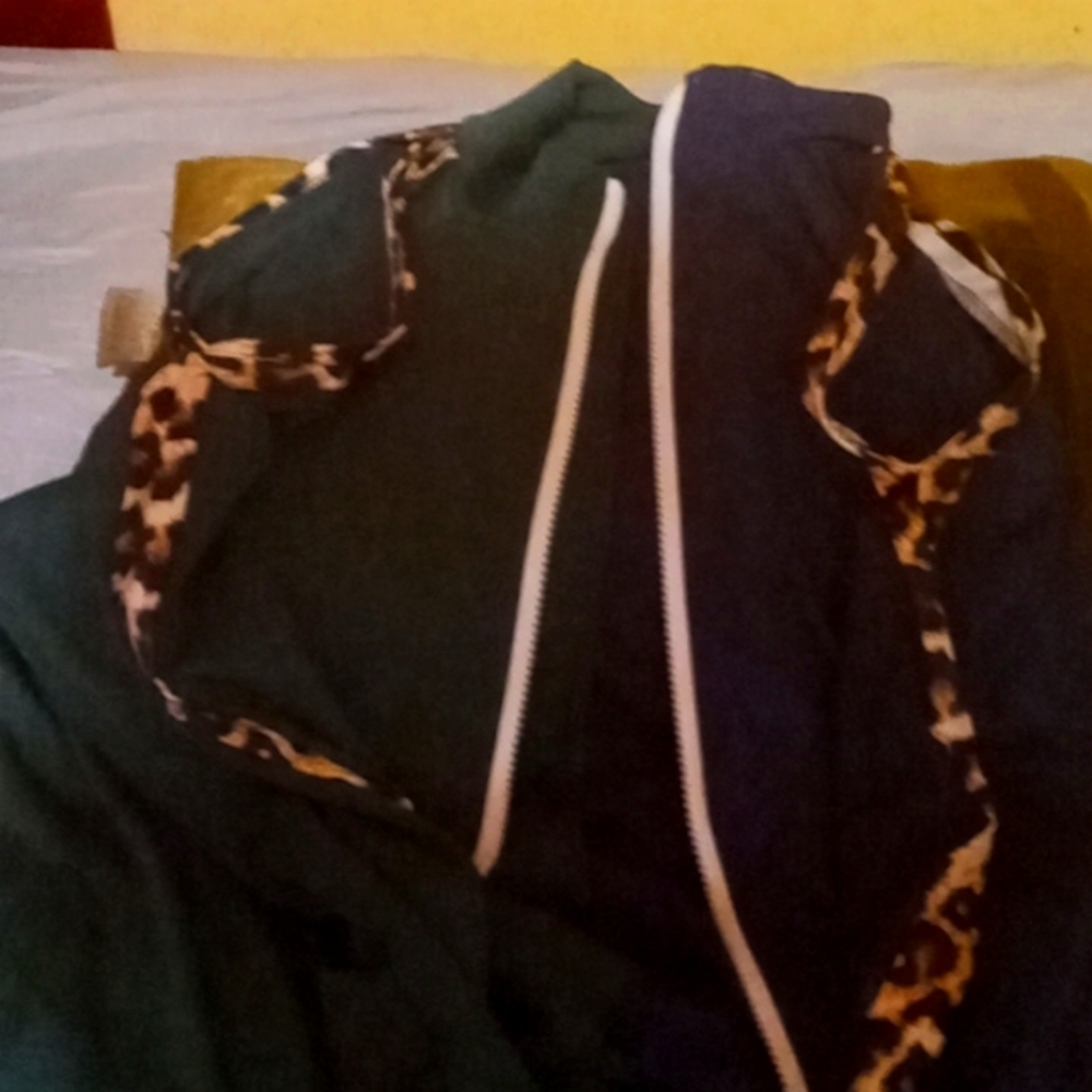 Blue green leopard 2pc outfit